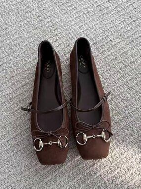 Gucci Suede Horsebit Flats